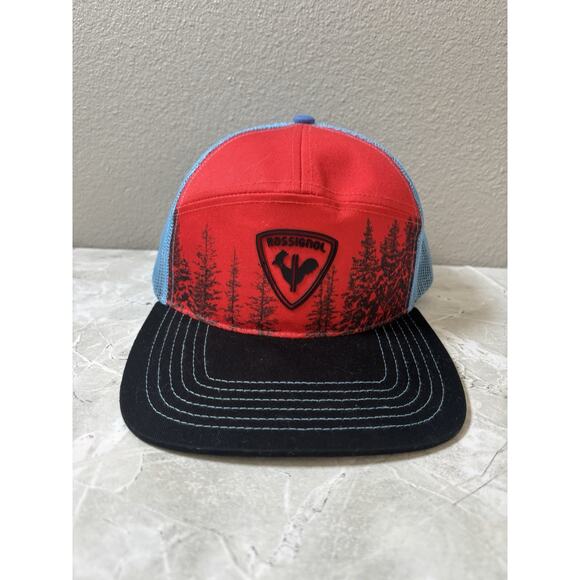 Rossignol Five Panel Hat Colorblock Skiing Blue Red One Size - Picture 1 of 7